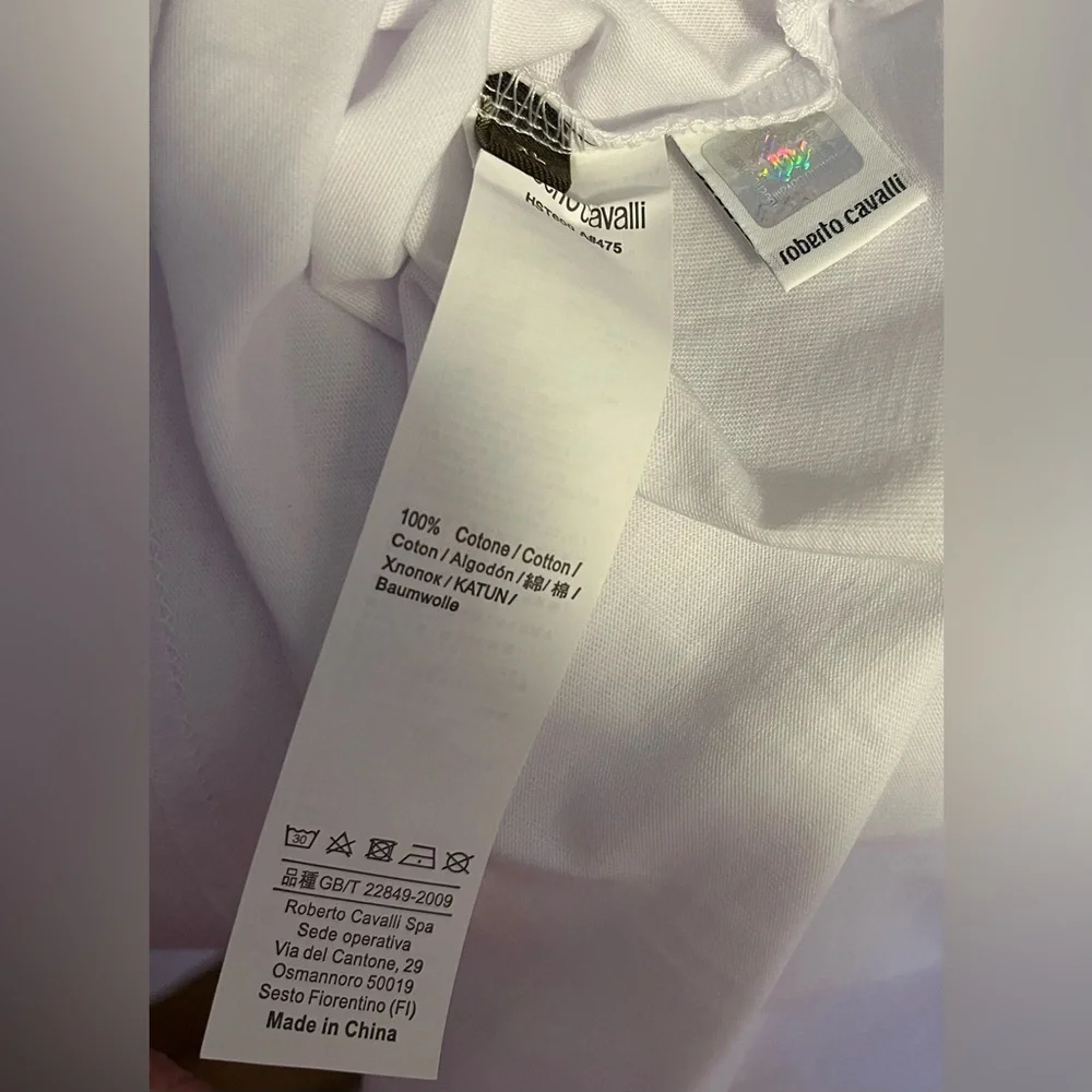 Roberto Cavalli White Tee with reddish and Yellow Eagle Graphic - Picture 10 of 10